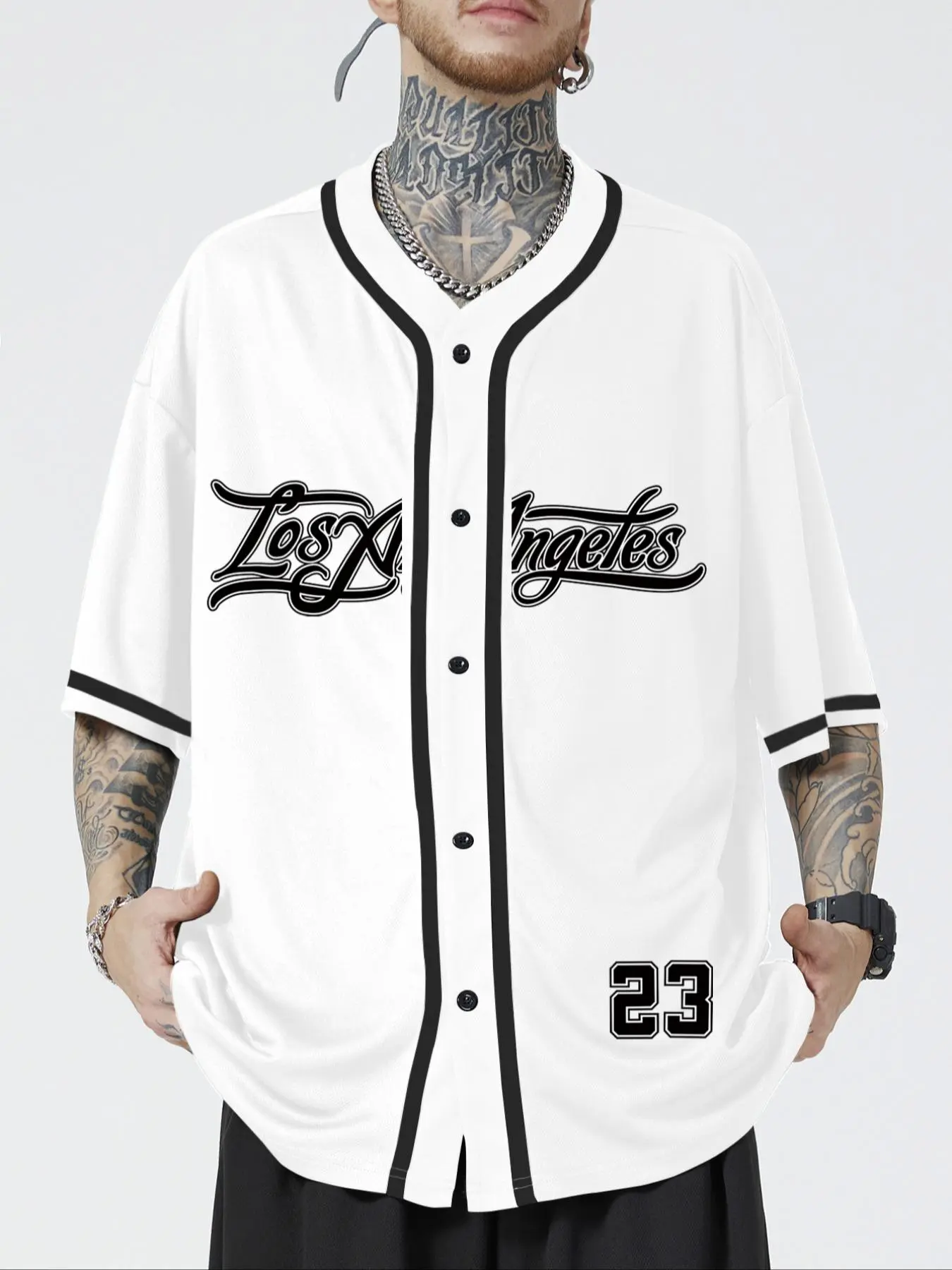 Men's Los Angeles Letter Print Short Sleeve Graphic Baseball Jersey, Casual Comfy Breathable Athletic Top Regular Fit Crew Neck T-shirt for Summer, Fashion Men's Top for Daily Wear, Lightweight Jersey Shirts, Streetwear Sport Top, Casual Sports Jersey
