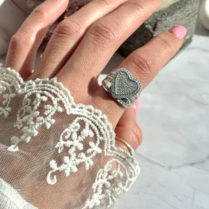 Cinderella heart ring sterling silver 925 | princess Statement ring | Anillo corazon princesa de plata 925