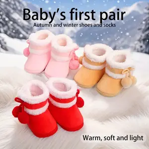 NewSoft Sole Warm 0-12 Months Baby Boys and Girls Crawling Fleece Winter Slippers, Children's Slippers