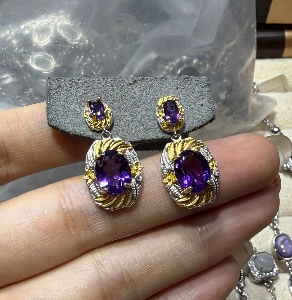 Iries(12659)gc.Amthyst earrings s925