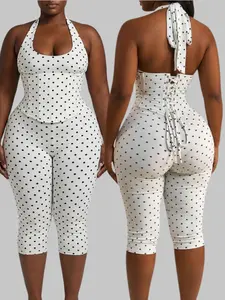 Sculpt Touch Snatched Waist Shapewear Jumpsuit Halter Neck Tummy Control Capri Bodysuit with Corset Sculpting Fit