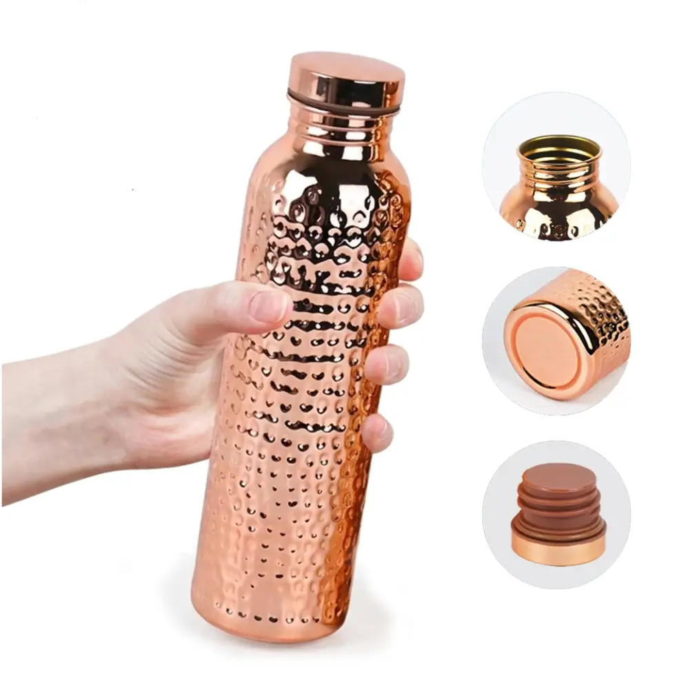 27oz Handmade Hammered Copper Water Bottle - Joint-Free, BPA-Free, Ayurvedic Sports Water Bottle for Outdoor Activities