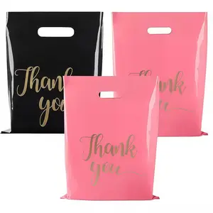 100 Reusable Gift Bags Bulk, Goody Bags, Medium Thick Four Finger Flat Bottom Handle, Thank You Printed, Perfect for Christmas, Mother's Day, Graduation Parties, Party Favors, Party Supplies