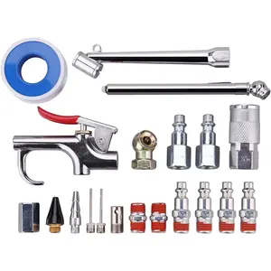1/4'' Air Compressor Fittings with Blow Gun Kit Tire Gauge Air Chuck 20PCS
