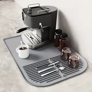 Silicone Coffee Mat with Raised Edges, 24'' X 16'' Bar Mat for Countertops, Fits Under Coffee Maker & Espresso Machine, Dish Drying Mat, Kitchenware