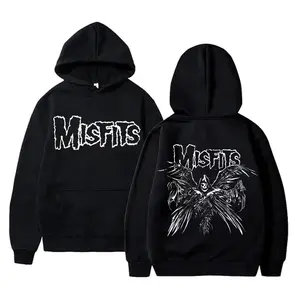 [Sale Up To 40%] 2 Side Horror Punk Misfits Vintage Skull Graphic Print Hoodie Men'S Fleece Hoodies Men Women Fashion Gothic Rock Sweatshirts