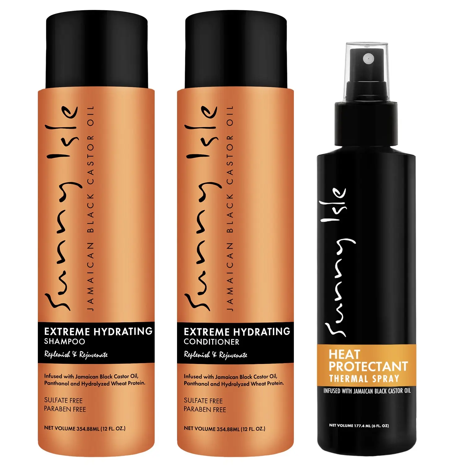 Sunny Isle Extreme Hydrating Shampoo, Conditioner & Heat Protectant Bundle