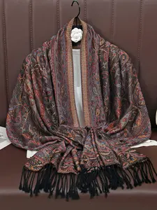 Women's Elegant Winter Scarf, Classic Paisley Pattern Shawl, Casual Fashionable Hijab, Versatile Jacquard Scarf, New Style, Paisley Print Scarf