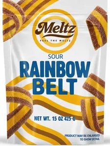 Meltz Sour Belt Strips Candy – Sweet & Sour Soft Stretchy Fruity Candy, Juicy Chewy Gummies Snack, 15oz (425g)