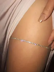 1pc/Rhinestone Simple Fashion Leg Chain Sexy Glam Body Chain Beach Nightclub Accessory Elegant Trendy Leg Jewelry for Women All Seasons Use