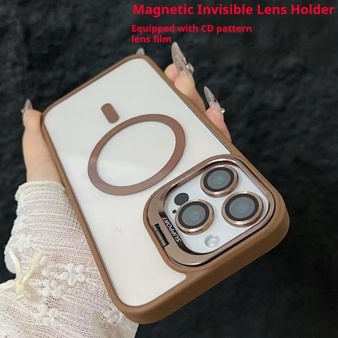 magnetic metal lens phone case for use with iPhone 17 air 16 Pro max 15 plus 14 Pro 13/12 a sense of luxury minimalist technology cool aesthetic Shockproof lens protector trending