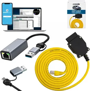 Reloot Code M - (ENET Cable BMW + USB-C + USB A Adapter) OEM OBD2 for BMW F G i Series Coding | E SYS ISTA+ ICOM Bootmod3 Bimmercode Compatible | Heavy Duty Cable | for CarPlay Activation