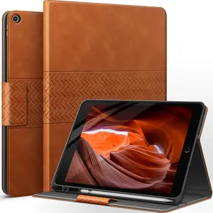 Case for iPad 9th/8th/7th Generation 10.2 inch (2021/2020/2019 Released), with Pencil Holder, Vegan Leather, Auto Sleep/Wake  Cover (Brown)