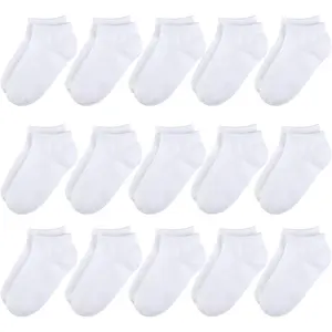 15 Pcs Kids Socks for Boys Girls Half Cushion Low Cut Athletic Ankle Socks