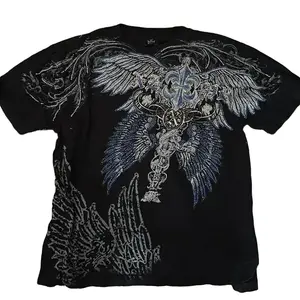 Affliction Casual and versatile double-sided oversized printed pattern top American retro round neck cotton personalized T-shirt