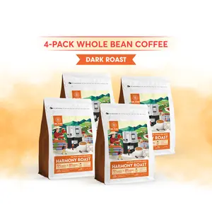 Harmony Roast – 30% Arabica & 70% Robusta Whole Bean Coffee (2.2 lb/4 Pack)