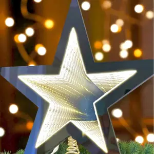Tree Topper Gothic Star Infinity Mirror Effect 3D LED Lights - 9.9 Inch Christmas Tree Decor