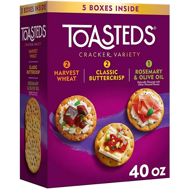 Kellogg's_Toasteds Cracker Variety Snack Pack (Harvest Wheat, Classic Buttercrisp, Rosemary & Olive Oil Crackers), total 40 oz.