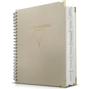 Wedding Planner Book and Organizer for Bride - Elegant Linen Cover Wedding Planning Binder with Checklists,Pockets & Calendars,Perfect Engagement Gifts for Couples