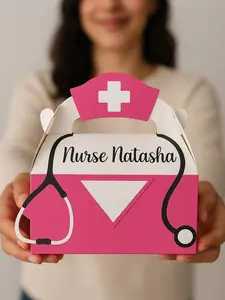 Personalized Nurse Treat Box - Custom Nurse Gift Box for Nurses Week Graduation RN LPN Healthcare Workers - Premium White Cardstock Box with Secure Lid - Ready to Fill with Snacks Self-Care Work Tools Keepsakes