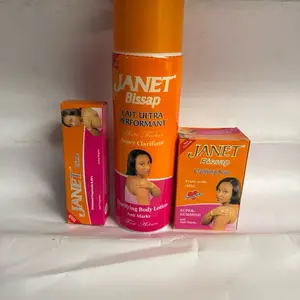 Janet Bissap Lait Ultra Performant Clarifying Body Lotion Cream and Soap Set for Skin Care