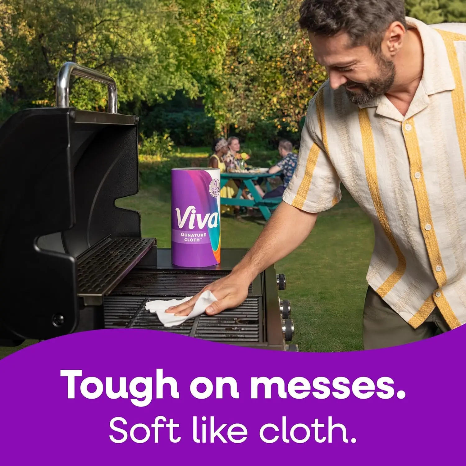 Viva Signature Cloth Absorbent Kitchen Cleaning Towels & Wipes, 1-Ply Unscented Task Size, 2 Family Triple Rolls, 141 Sheets per Roll, Home Care Cleaning Supply (Packaging May Vary)