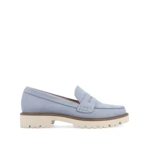 KENLY LOAFER FLATS IN FAUX SUEDE - Light Blue Faux Suede
