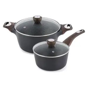 SENSARTE 4Pcs Nonstick Cookware Sets, Pots and Pans Set, 1.5QT Sauce Pan with Lid & 4.5 QT Stock Pot, Non Toxic, PFOA&PFOS Free