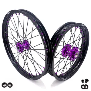 KKE 19/16 in. Wheels Rims for SurRon Light Bee X 2019-2025 E-Ride Pro ss 2024 - 6082-T6 Aluminum CNC Hub, 7050-T6 Gloss Black Rims, High-Quality Iron Spokes, DOT Approved