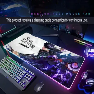Anime S-Solo Leveling Mouse Pad Rgb Xxl Laptop Mat Gaming Led Mousepad Backlit Keyboard Gamer Girl Table Pads Desk