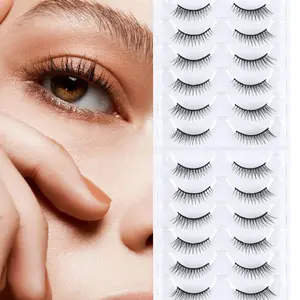 Cat EyeLashes Mink Cluster Fake Eyelashes 7MM Fox Eye Lashes Natural Look Fluffy Russian Strip D Curl Lashes Cluster 12 Pairs Pack (43)