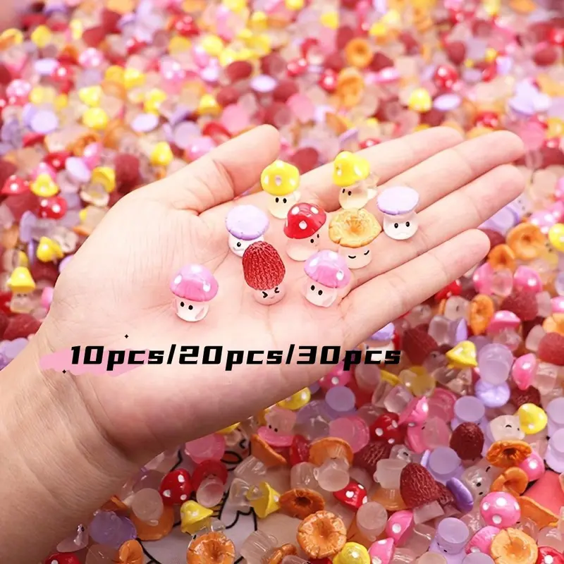 Mini Glowing Mushroom Garden Decorations, Colorful Resin Mushrooms, Lifelike Miniature Fairy Garden Accessories for DIY Garden Decoration, Garden Sculptures Statues, Figurine, Cute Collectible Figurines, Home Decor Accessory, Ornaments Statues