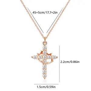 Gold Cross Pendant Necklace for Women, Sparkly Rhinestone Cross Necklace, Adjustable Chain Elegant Fashion Jewelry Gift