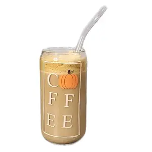 Pumpkin Glass Cup, with Bamboo Lid and Straw, Fall Glass Cup. Pumkin Glass Cup, Thanksgiving Gift. Drinkware Tumblers, Fall Glass, Fall Cup, Fall Aesthetic Gift, Pumpkin Gift