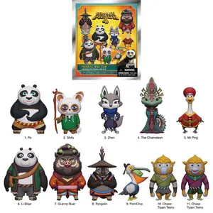 L-Kung Fu Panda Officially Licensed Mystery Blind Bag Clip 3D Character Series Pendant Keychain  Dragon heroes Po and Mr. Ping Shifu Zhen The Chameleon Li Shan GrannyBoar For Halloween Christmas Anniversary Party MN-76195