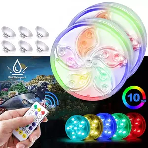 HOMEYA Submersible Led Lights with Remote, Waterproof Pool Lights Underwater Battery Operated Controlled 10 Color Changing Hot Tub Lights for Pool Shower Bathtub Vase Aquarium Decoration 2 Pack Decorative