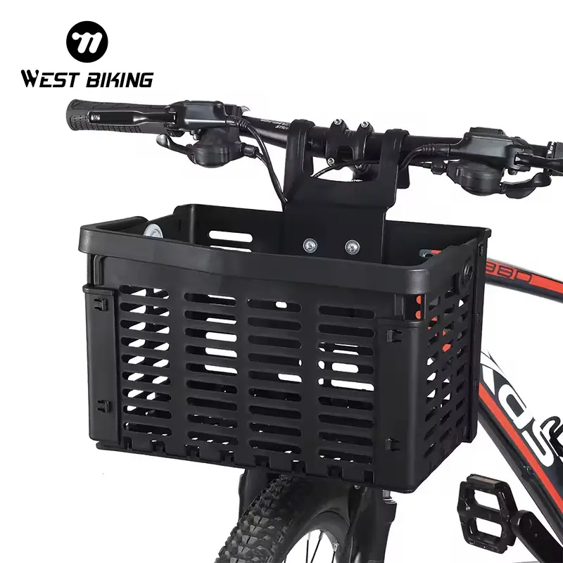 West Biking Bicycle Luggage Carrier, Large Capacity Foldable Polypropylene Rear Rack Basket for Mountain Bikes and Outdoor Cycling, Unisex, Fits On Handles Or Shelves