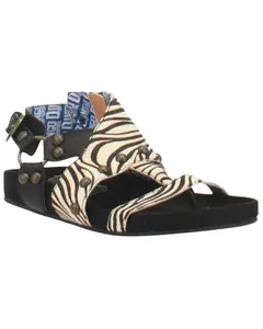 Dingo Women's Women'S Sage Brush Zebra Print Calf Hair Sandal - Di 143-Blk