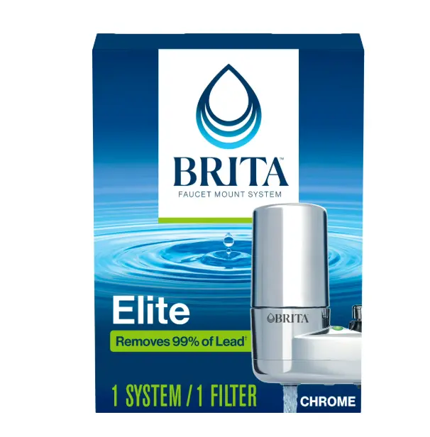 Brita Elite Chrome, Faucet Water Filter System, 1 Replacement Filter, Reduces Lead