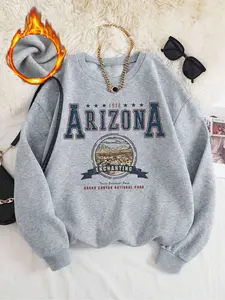 Arizona Grand Canyon Retro Sweatshirt, 1912 Vintage Print, Ultra Soft Fabric, Long Sleeve, Fitted, Casual Wear for Road Trips and Hiking