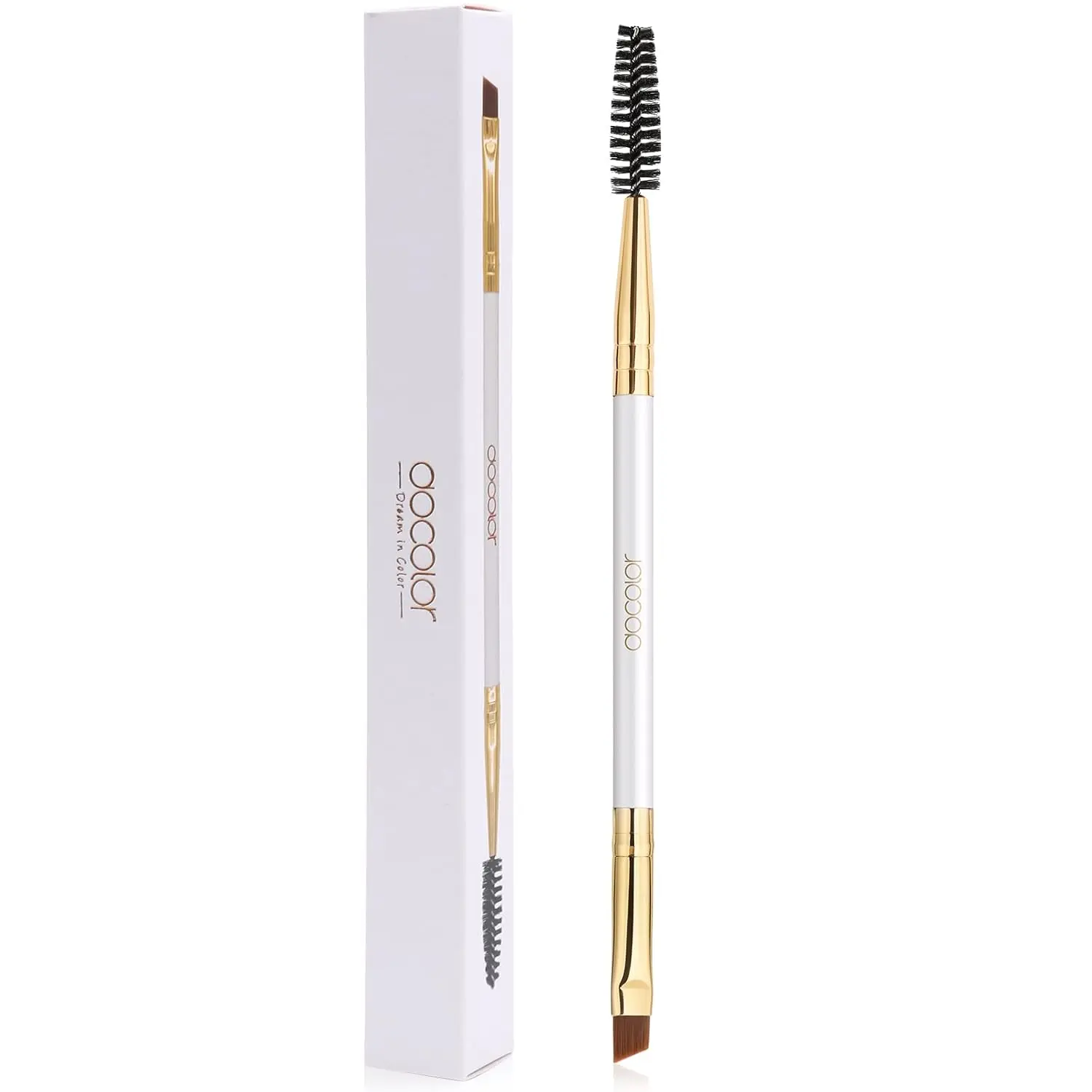 docolor Eyebrow Brush, Duo Angled Eyebrow Spoolie | Eye Brow Brush For Women, Perfect for Lining and Shaping Brows, Spoolie for Brows or Lashes, Ideal Small Eye Brow Makeup Tool