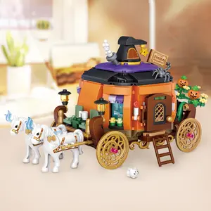 Halloween Haunted House Brick Model Set 839pcs DIY Pumpkin Car Building Toy, Perfect Halloween and Valentine's Gift