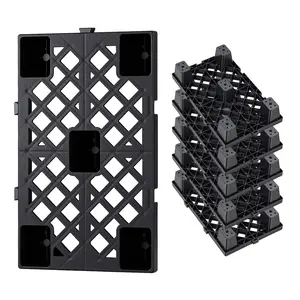 VEVOR Plastic Pallets, 6 Pcs Plastic Pallets for Basement Storage, Nestable Lightweight Waterproof Storage Pad with Breathable Grid for Indoor Outdoor Supermarket Warehouse, 19.7" x 12" x 3.9", Black