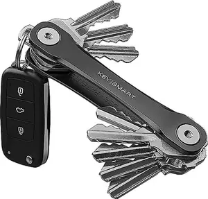 Flex Key Holder - Key Organizer Key Chain, Compact Key Case Pocket-Sized EDC Key Chain, Key Ring Loop for Car Key Chain, Expandable Keychain Accessories, up to 8 Keys, Black