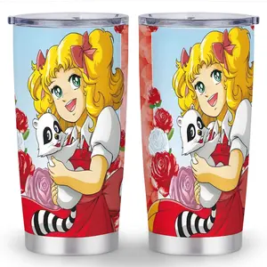 1pc Candy Candy Anime Tumbler - 20oz Vacuum Insulated Stainless Steel Cup with Cute Anime Characters, Double-Wall Thermal Mug for Hot/Cold Drinks,  Reusable Drinkware