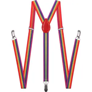 Suspenders for Men and Women Adjustable Elastic 1 inch Wide Leather Heavy Pants  Metal Clips Suspender Costume