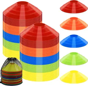 Soccer Cones Training 100/15 Pack Agility Cones with Carry Bag Multi-Color Disc Cones Sports Training Soccer Football Basketball Field Cone Markers Indoor Outdoor Sports