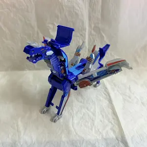 Dinosaur Transforming Car Toy, Magnetic Car Transforms Into Dinosaur, Fun Crash Conversion Car Toy - Birthday Christmas Party Gift (Golden And Blue) Playtime Fun Design Safe Material Sturdy Construction