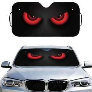 1pcs Cute Eye Car Sunshade, UV Protection, 59x27 Inch Roll-Up Polyester Foldable, Fits Rvs Suvs, Universal Fit, All-Season Use