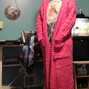 Product Review of Plus Plain Textured Drop Shoulder Cardigan, Casual Long Sleeve Pocket Coat for Women, Women's Plus Clothing for Spring & Fall from S**ē